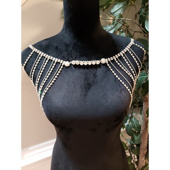 Womens Multilayer Rhinestone Shoulder Chain Lingerie Decorative Bridal Jewelry - Picture 2 of 7